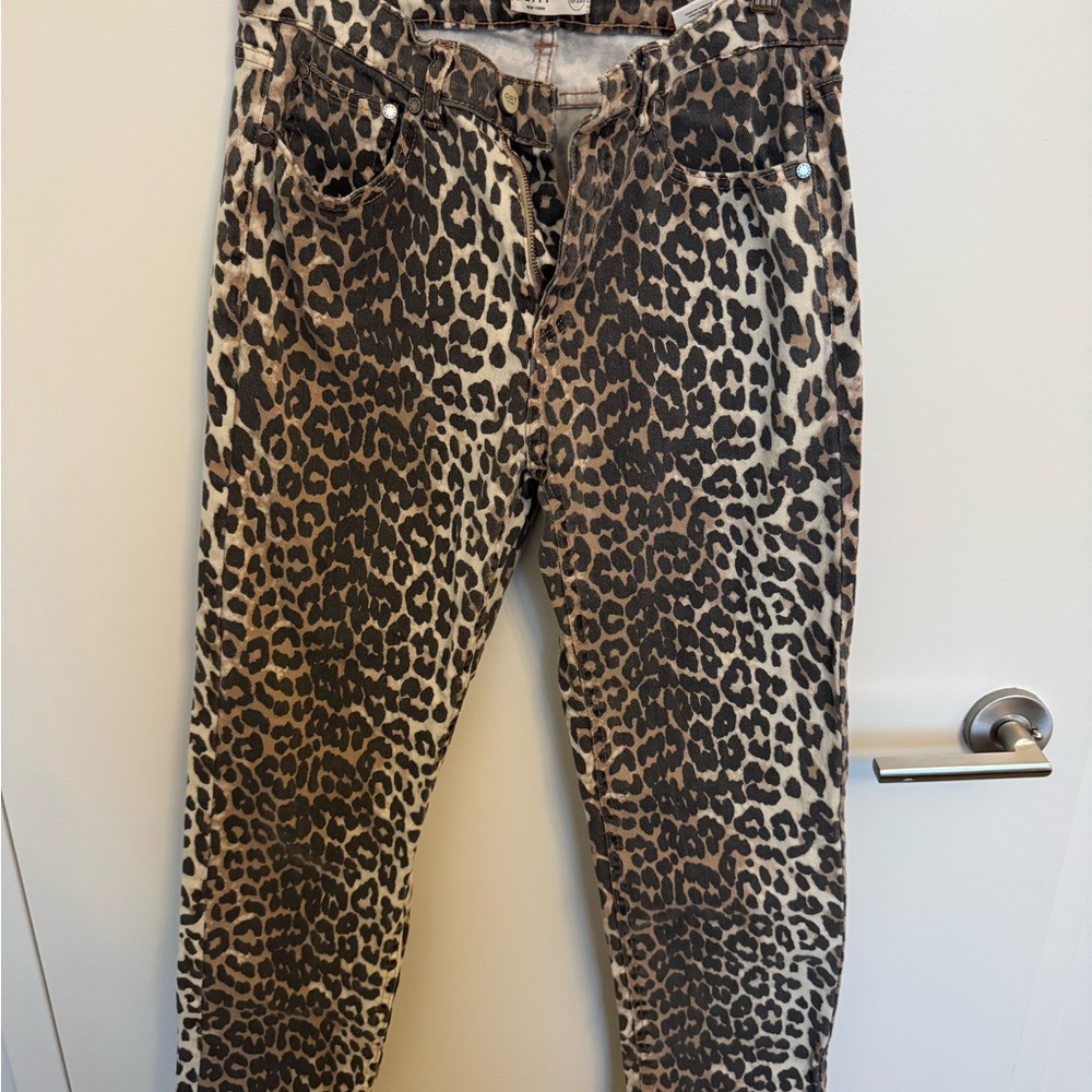 Oat New York Leopard Print Straight Leg Jeans